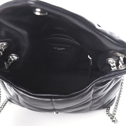 Saint Laurent Lambskin Quilted Small Loulou Puffer Monogram Chain Satchel Black 5 of 9
