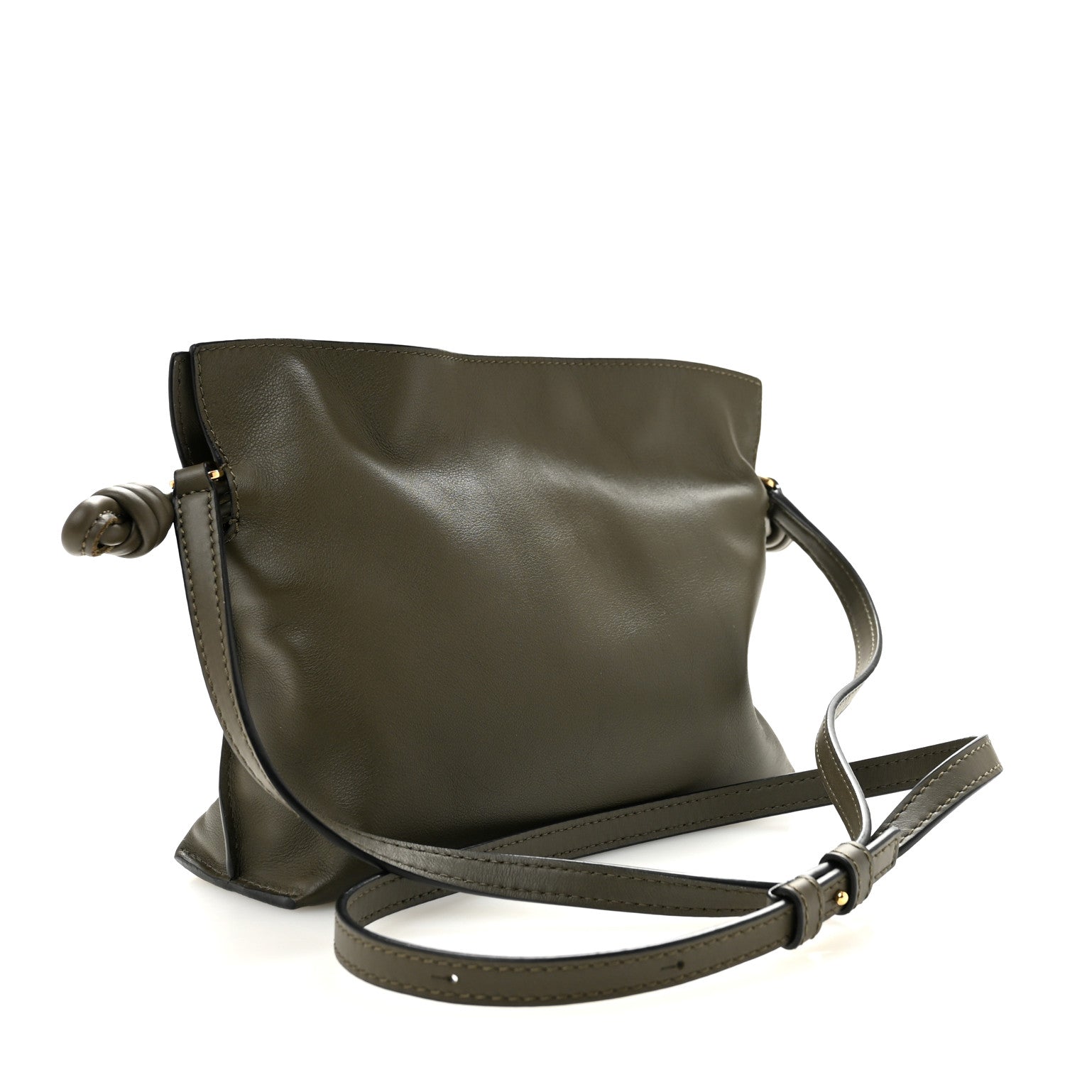 Loewe Calfskin Mini Flamenco Knot Clutch Dark Khaki Green 3 of 10