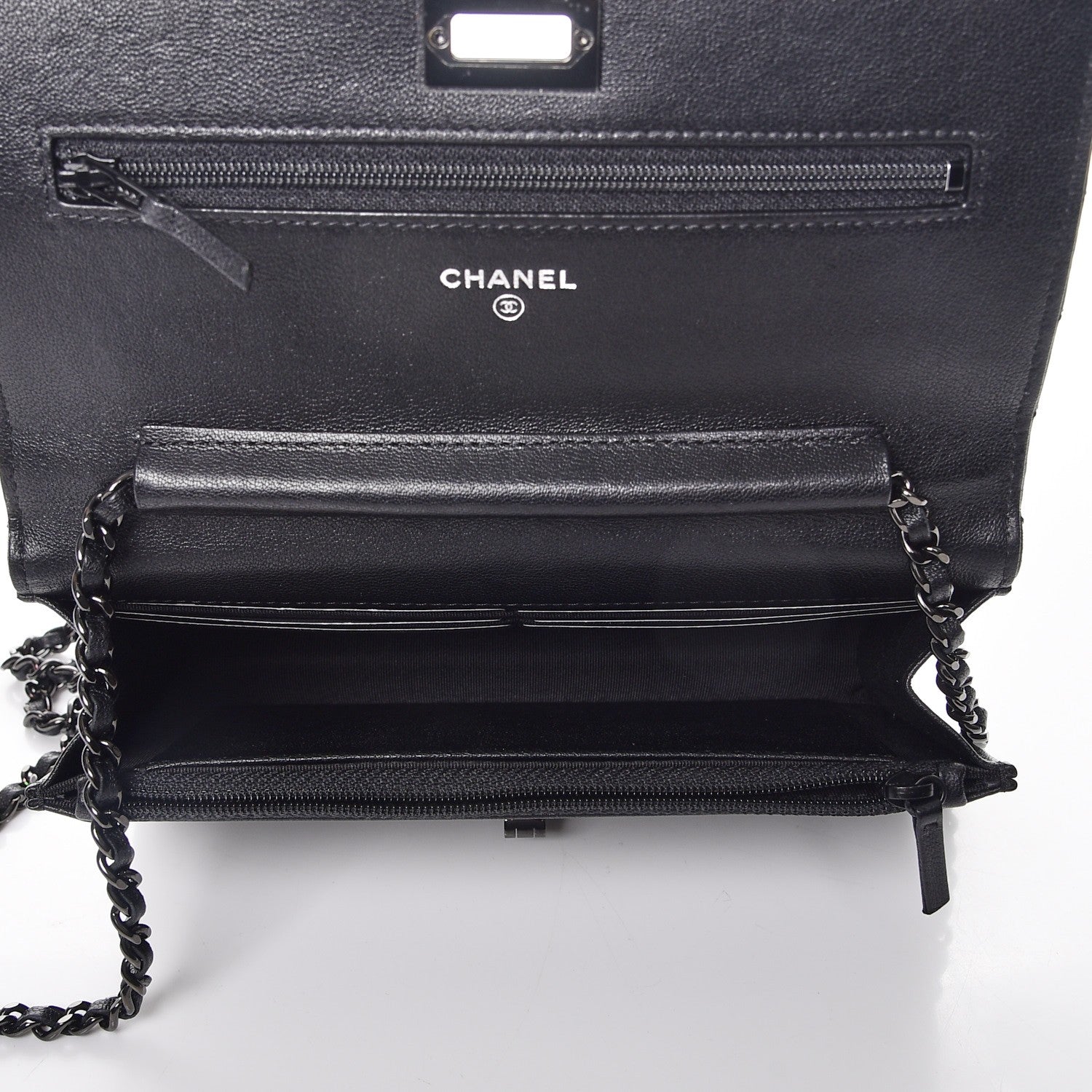 Chanel Sheepskin Chevron Reissue Wallet On Chain WOC So Black 5 of 9