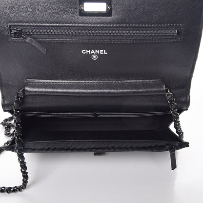 Chanel Sheepskin Chevron Reissue Wallet On Chain WOC So Black 5 of 9