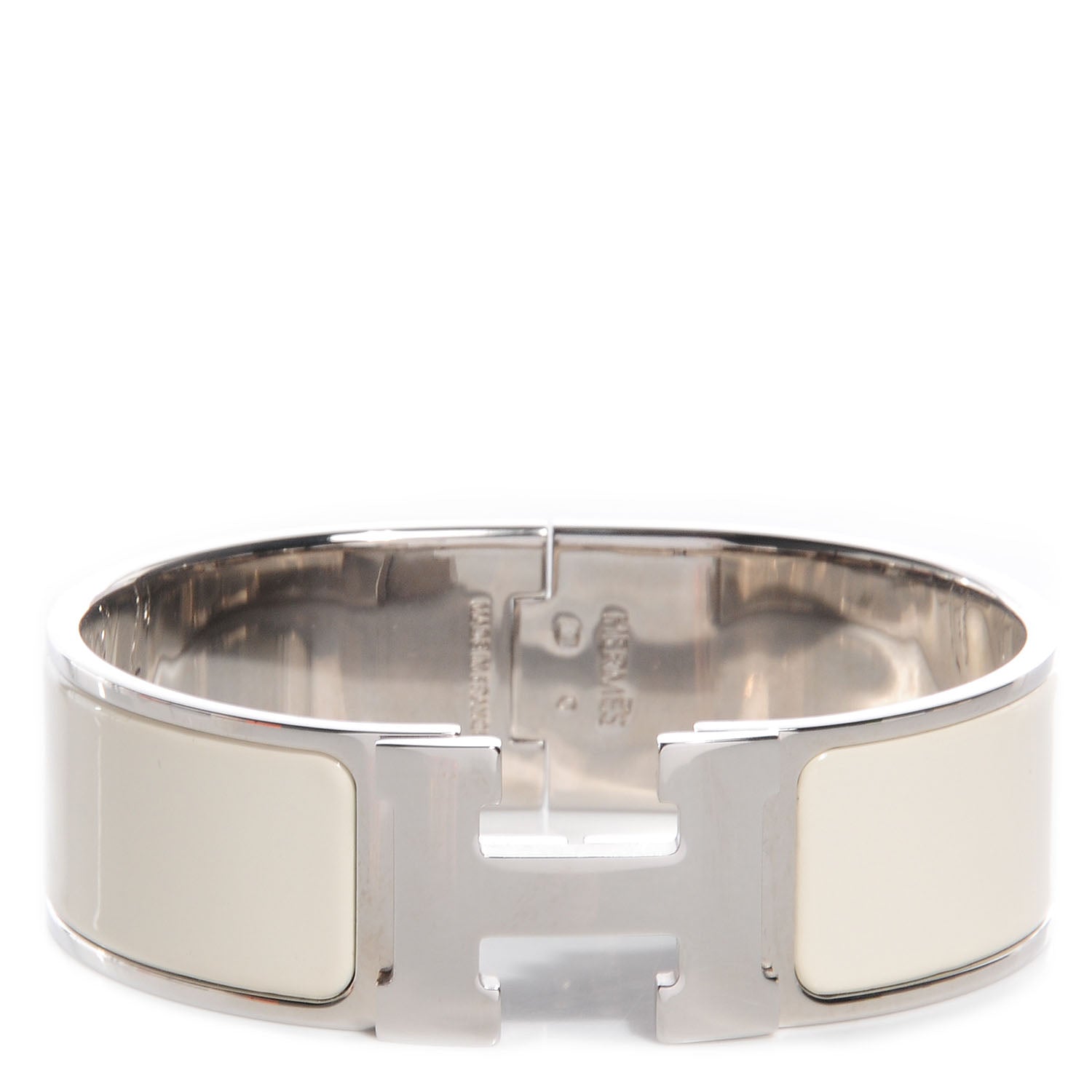 Hermes Enamel Wide Clic Clac H Bracelet GM Craie 1 of 5