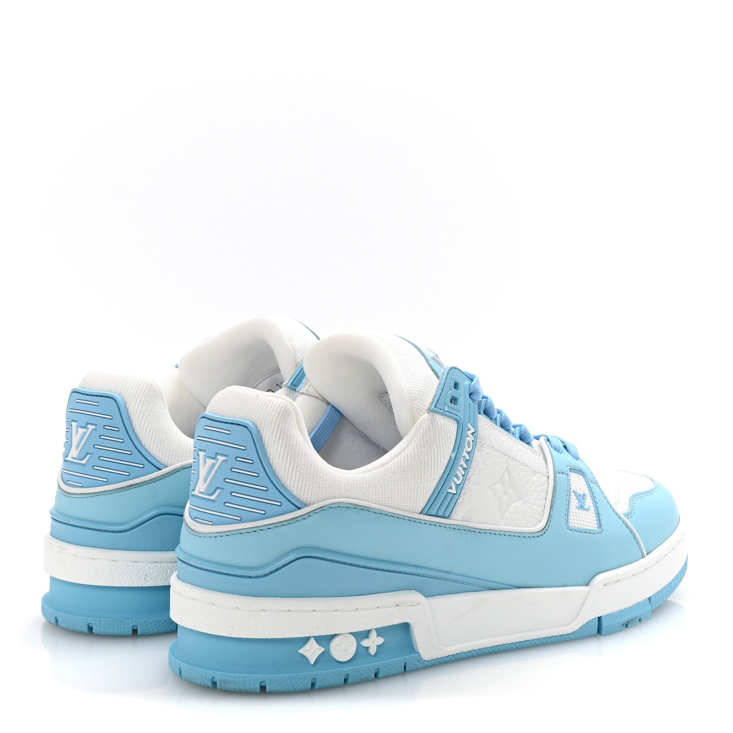 Louis Vuitton Calfskin Monogram Womens LV Trainer Sneakers 39.5 Sky Blue 5 of 9