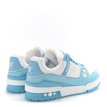 Louis Vuitton Calfskin Monogram Womens LV Trainer Sneakers 39.5 Sky Blue 5 of 9