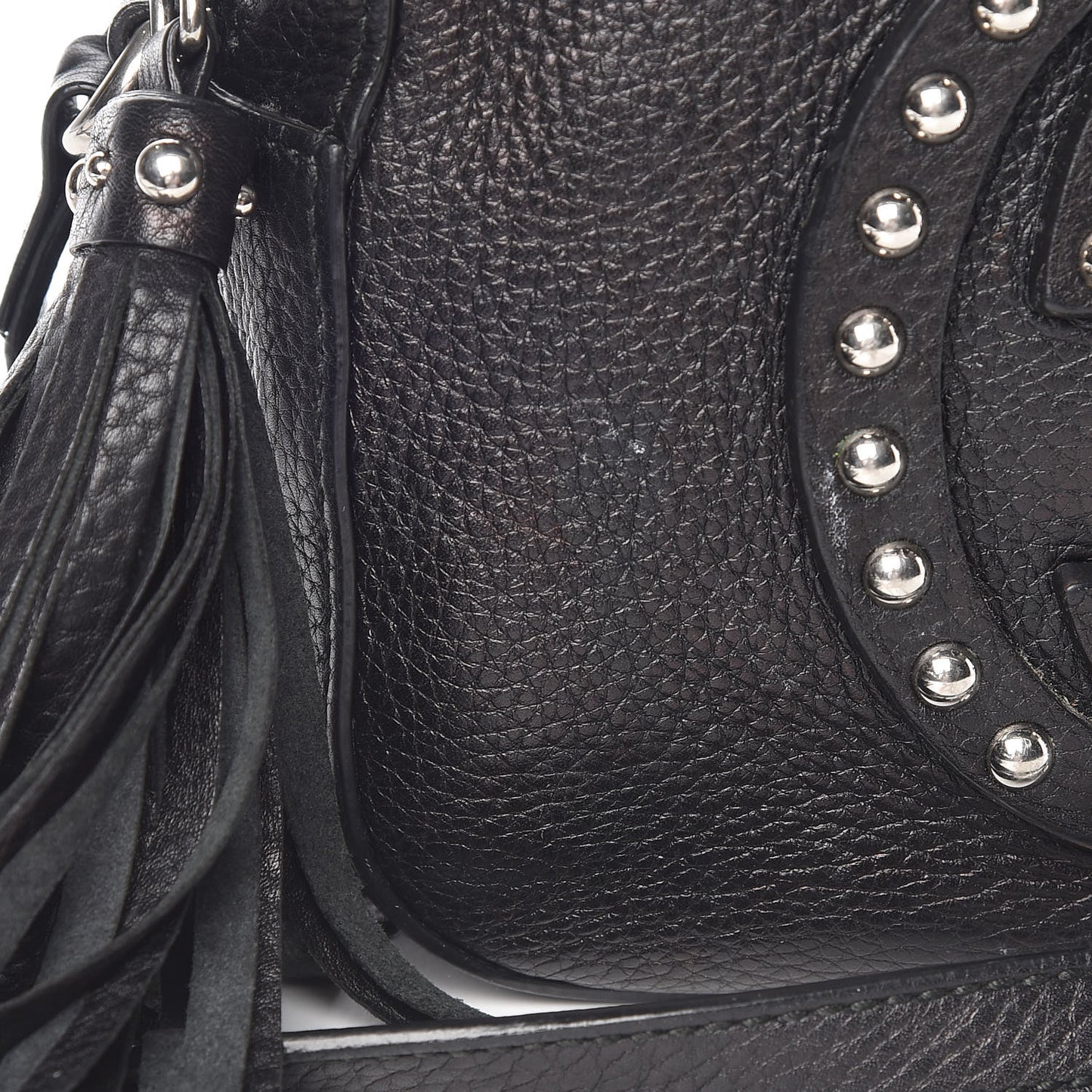 Pebbled Calfskin Studded Small Soho Disco Bag Black