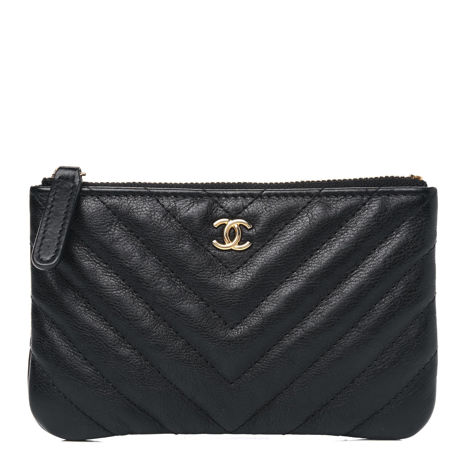 Chanel Crumpled Calfskin Chevron Quilted Small Cosmetic Case Black 1 of 4