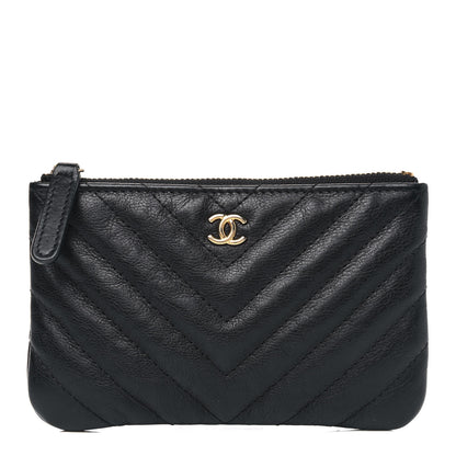 Chanel Crumpled Calfskin Chevron Quilted Small Cosmetic Case Black 1 of 4