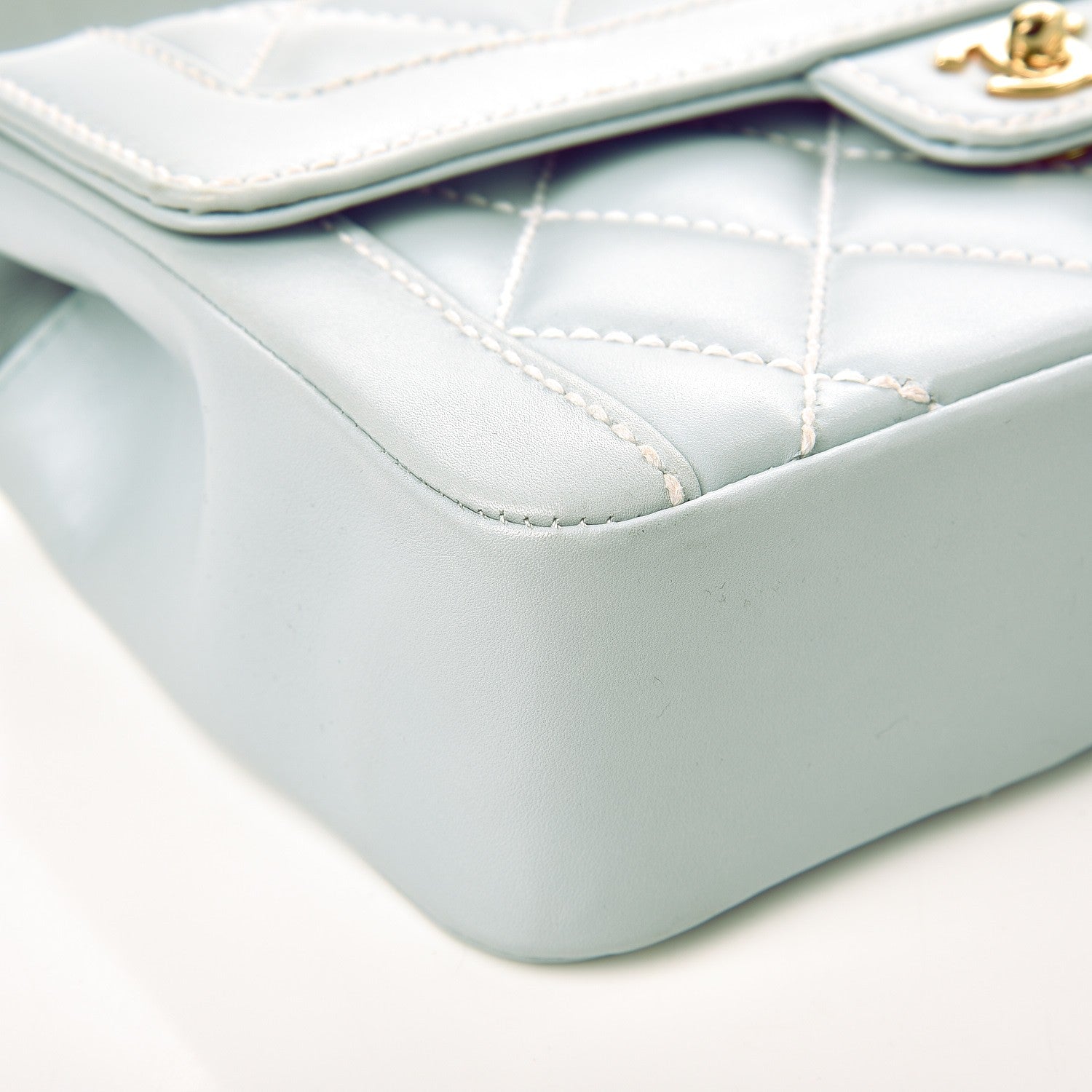 Chanel Calfskin Quilted Wild Stitch Flap Light Blue 10 of 12