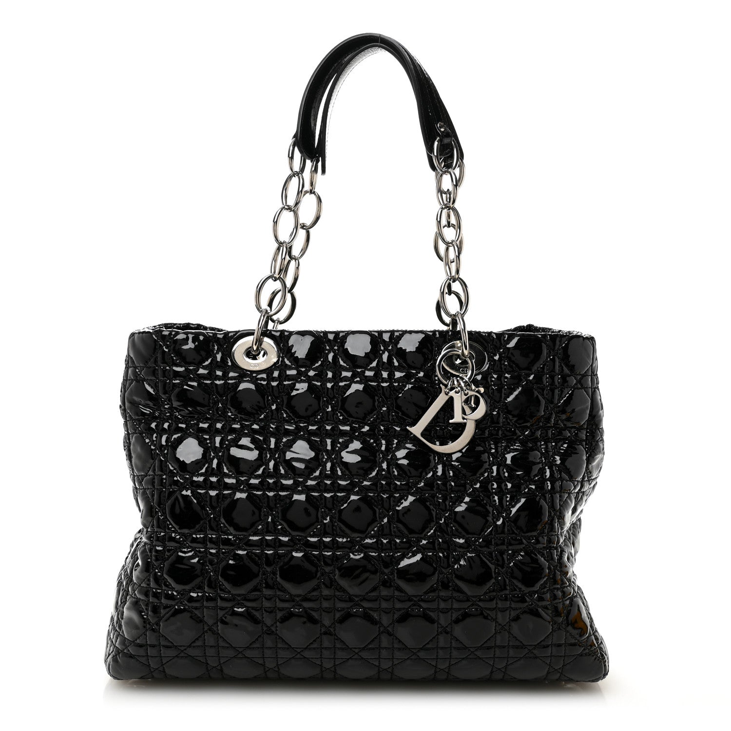 Christian Dior Patent Cannage Large Dior Soft Shopping Tote Black 1 of 10