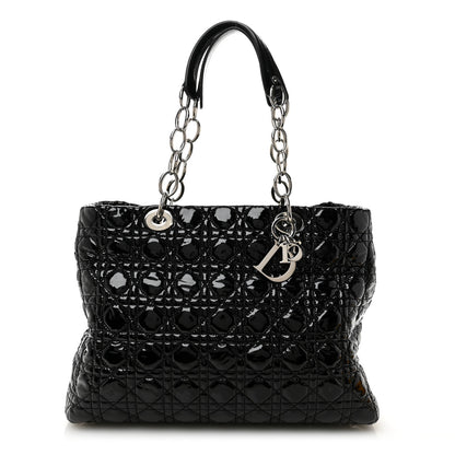 Christian Dior Patent Cannage Large Dior Soft Shopping Tote Black 1 of 10