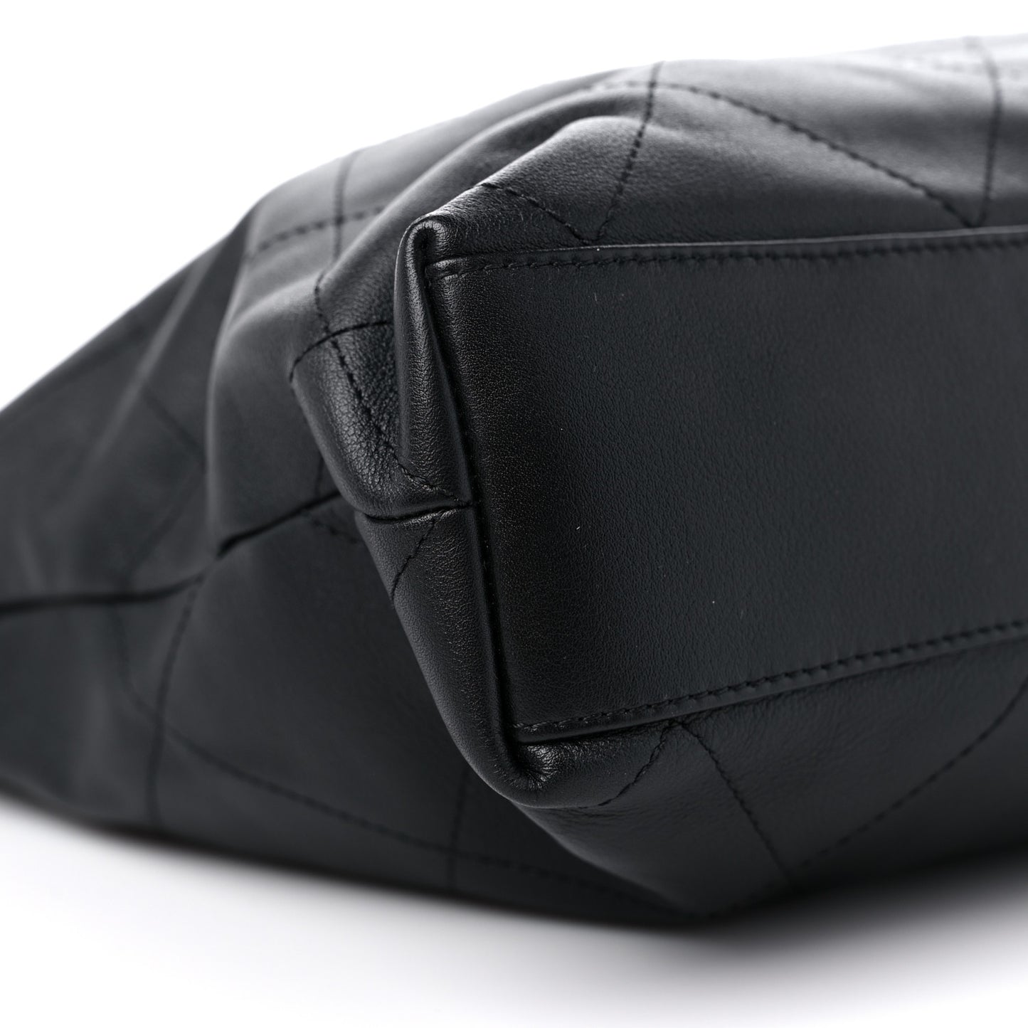 Calfskin Quilted Drawstring Tote Black