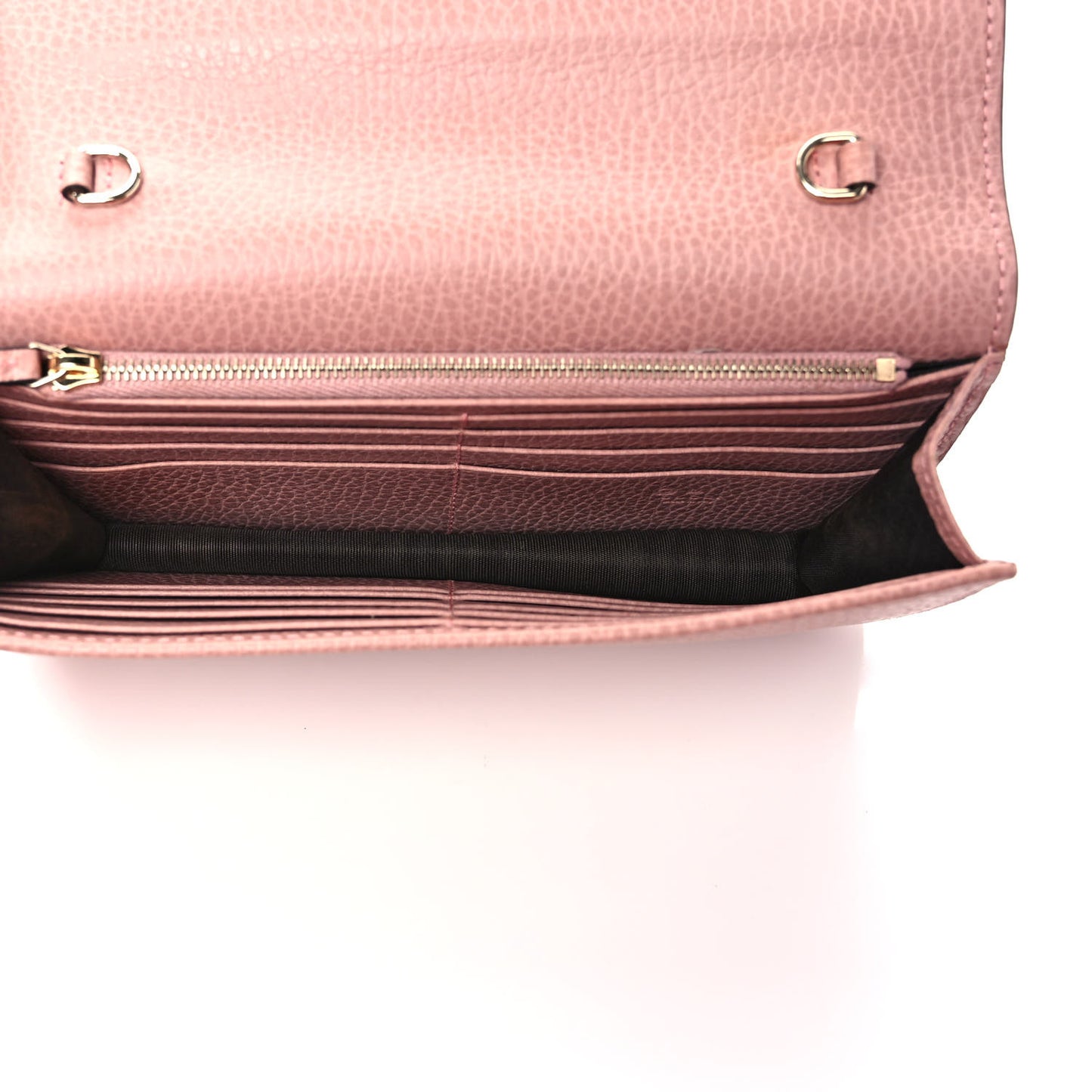 Dollar Calfskin Interlocking G Chain Wallet Soft Pink