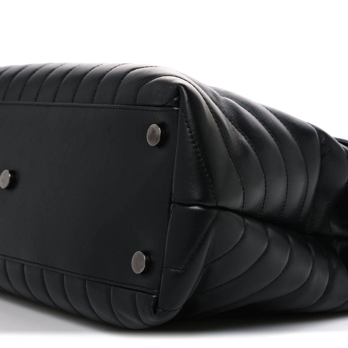 Calfskin Y Quilted Monogram Monochrome Large Loulou Chain Satchel Black