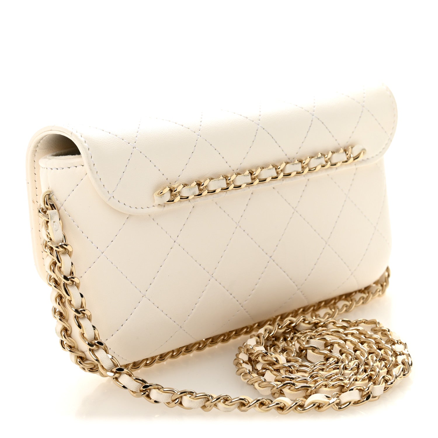 CHANEL 小物 Chanel Calfskin Diamond Stitched Chain Around Flap Phone Holder