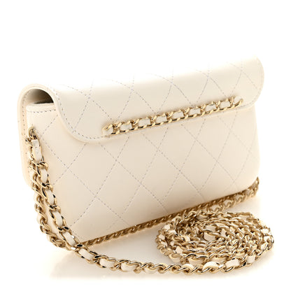 Chanel Calfskin Diamond Stitched Chain Around Flap Phone Holder White 3 of 11