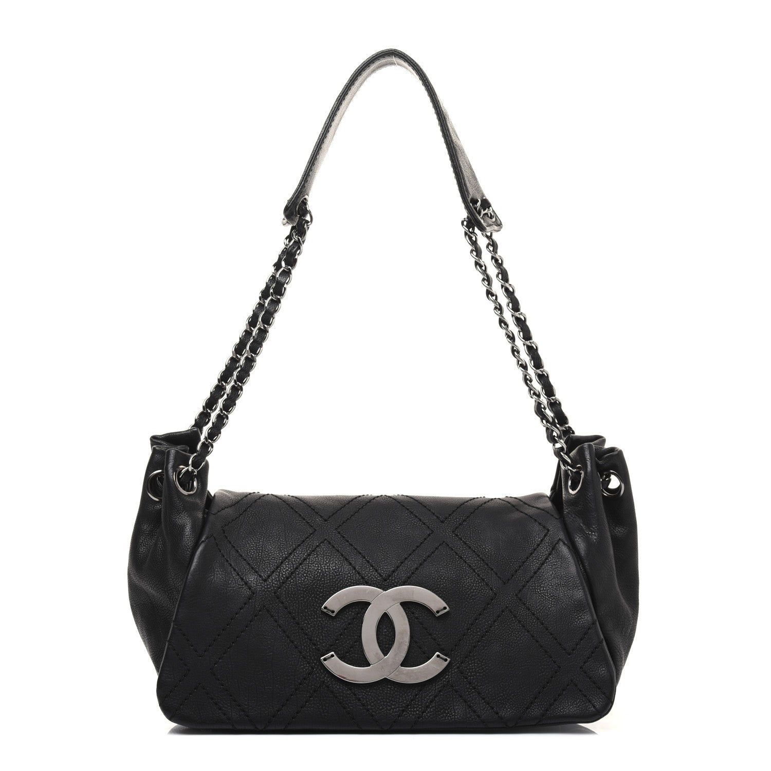 Chanel Calfskin Diamond Stitch Accordion Flap Black 1 of 16