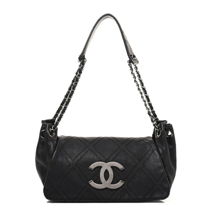 Chanel Calfskin Diamond Stitch Accordion Flap Black 1 of 16
