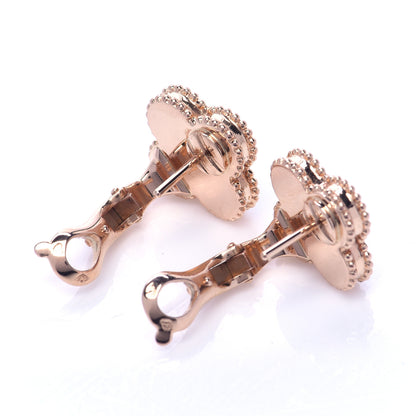 Van Cleef & Arpels 18K Rose Gold Diamond Black Onyx Vintage Alhambra Earrings 3 of 7