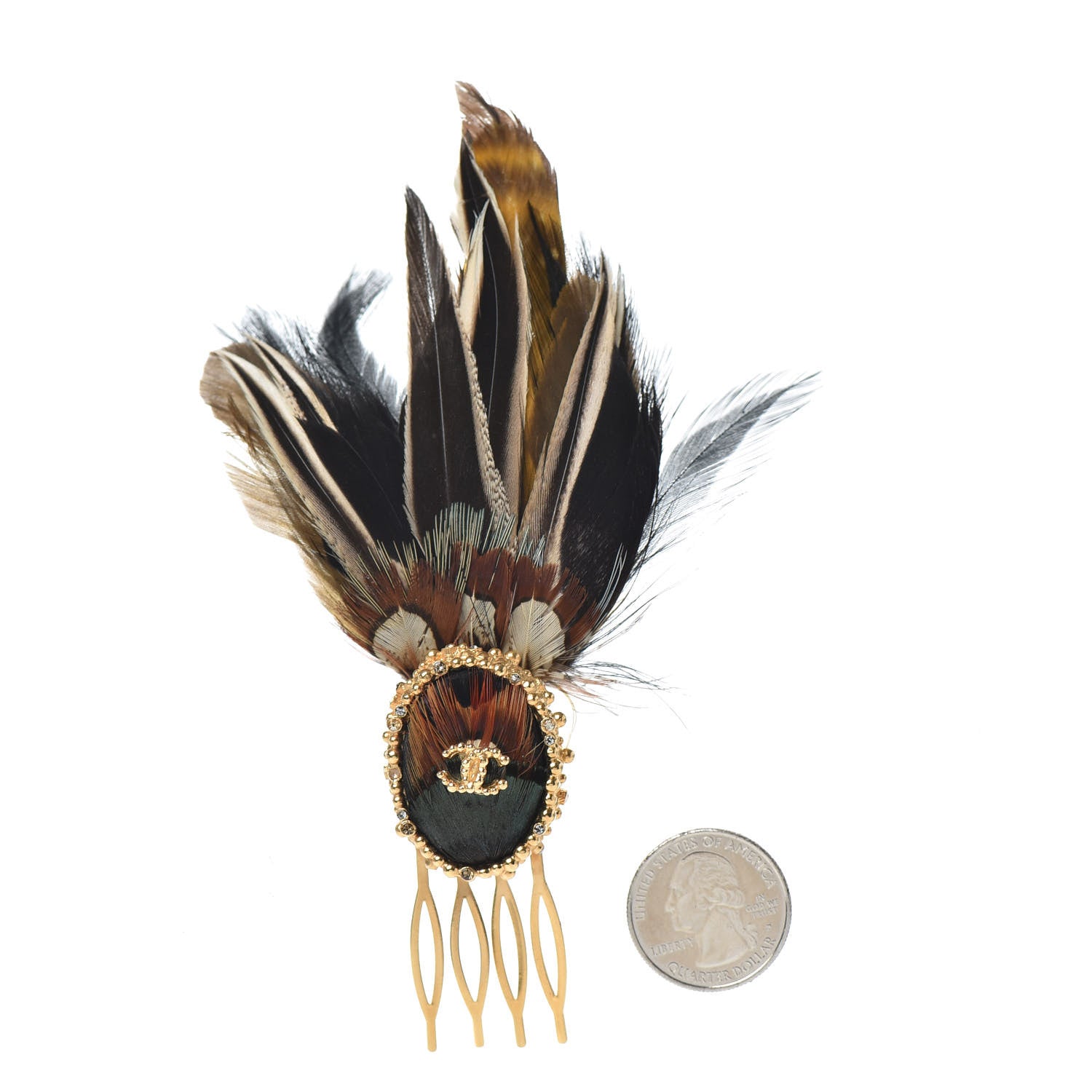 Chanel Feather CC Hair Comb Gold 2 of 4