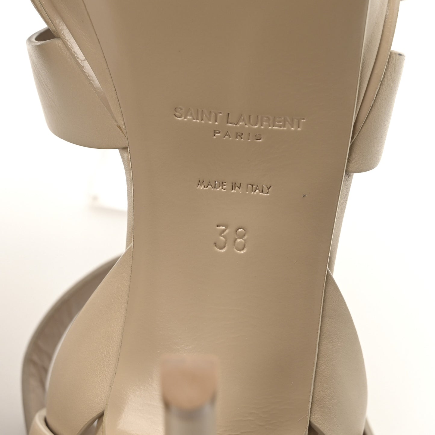 Calfskin Tribute 75 Platform Sandals 38 Dark Beige