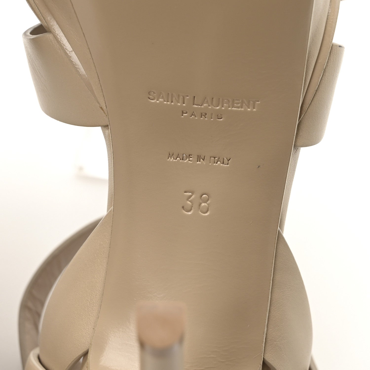 Saint Laurent Calfskin Tribute 75 Platform Sandals 38 Dark Beige 7 of 9