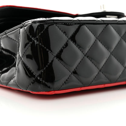 Chanel Patent Calfskin Quilted Bi-Color Medium Double Flap Black Red 9 of 11