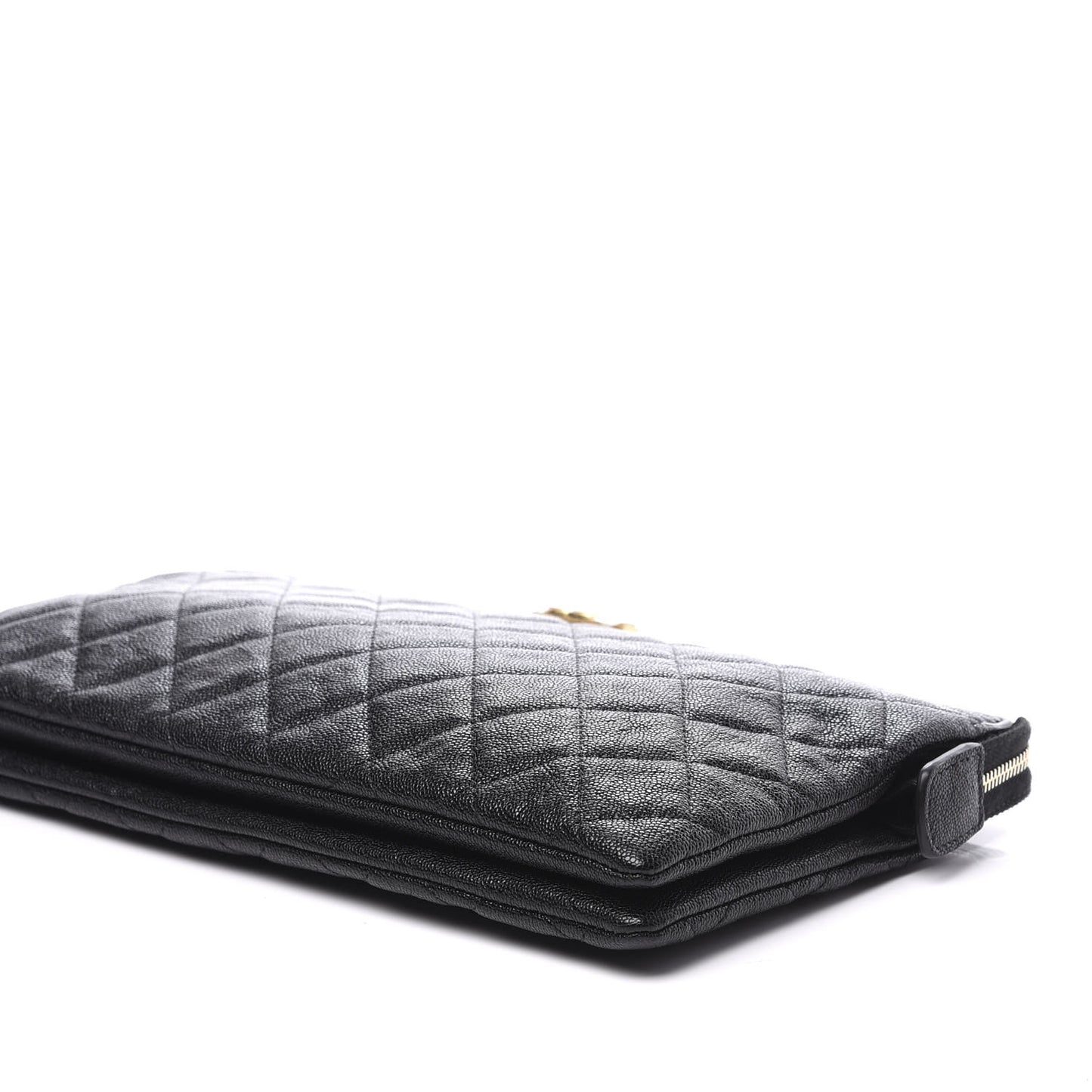 Caviar Quilted Small Zipped Boy Pouch Black