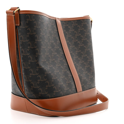 Celine Triomphe Canvas Calfskin Medium Bucket Bag Tan 3 of 15