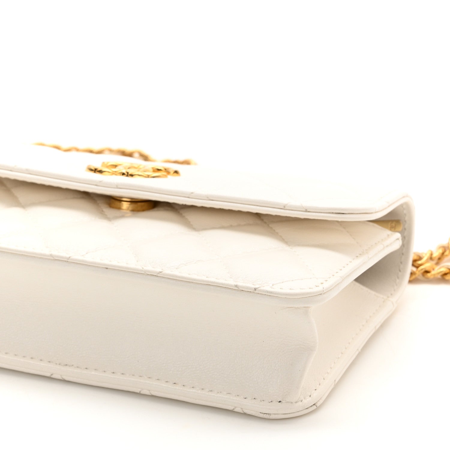 Chanel Lambskin Quilted Flap Phone Holder With Chain White 10 of 11