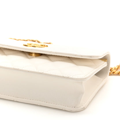 Chanel Lambskin Quilted Flap Phone Holder With Chain White 10 of 11