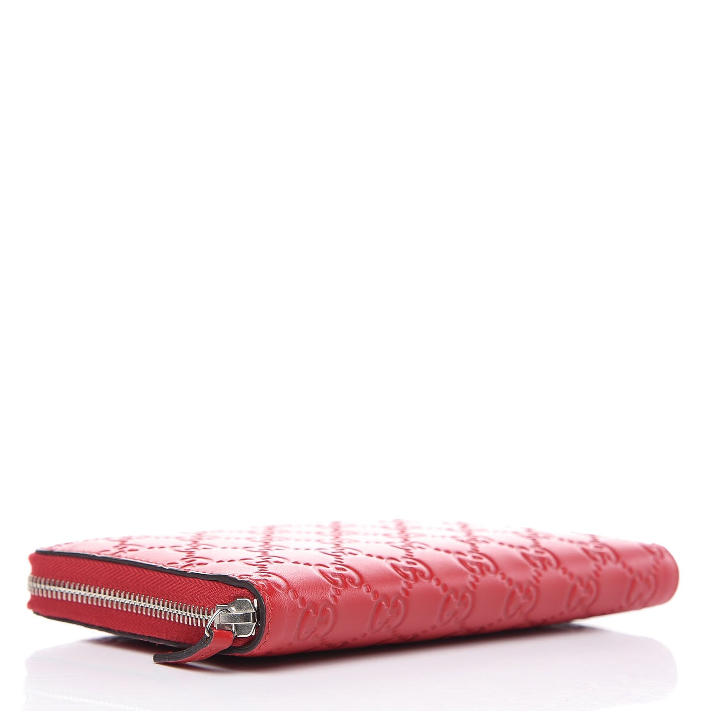 Guccissima Signature Zip Around Organizer Wallet Hibiscus Red