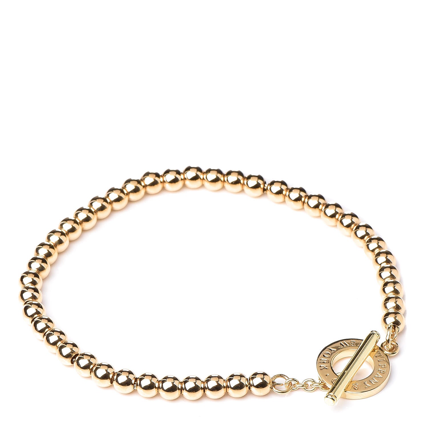 Tiffany 18K Yellow Gold 4mm Beads Toggle Bracelet 3 of 6