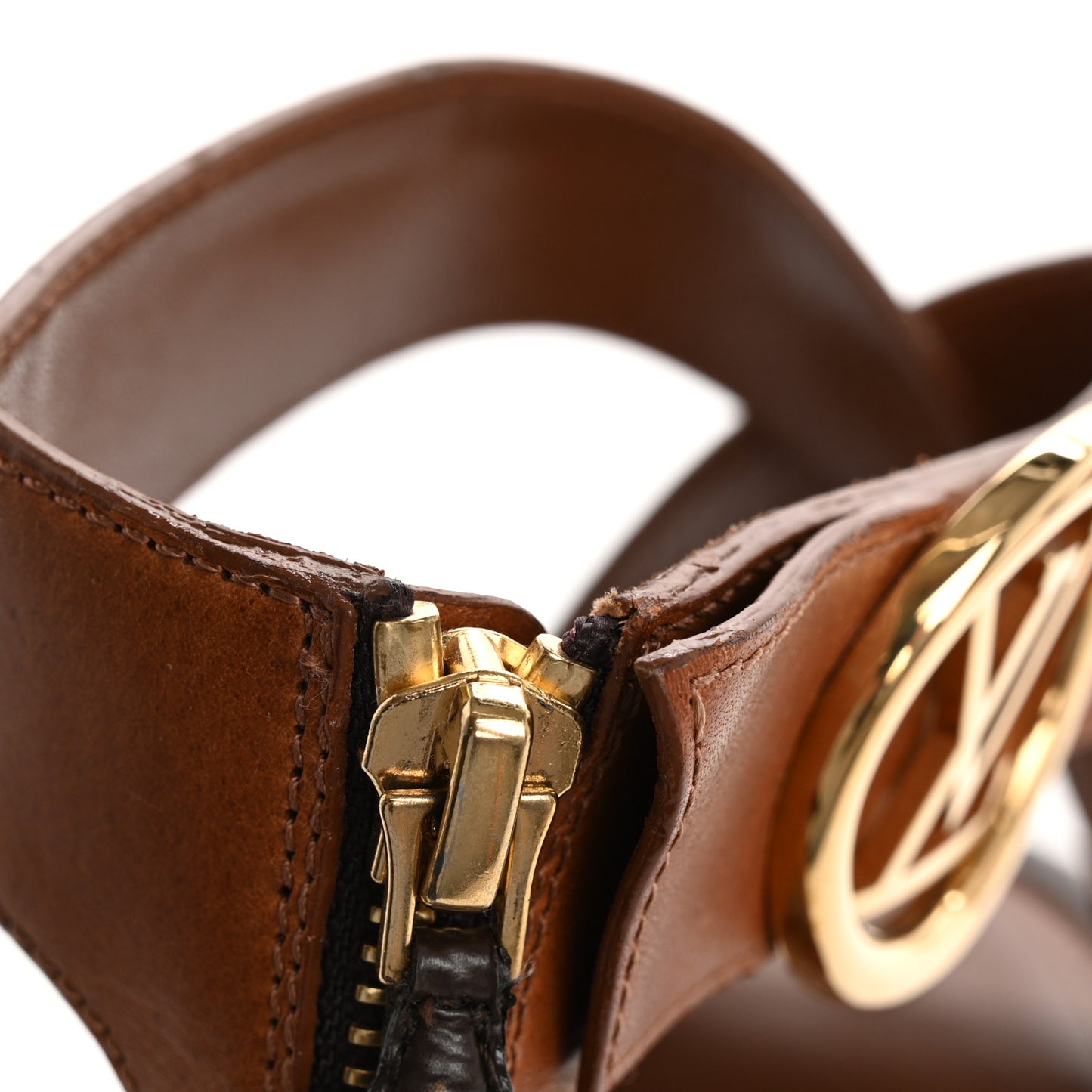 Calfskin Monogram Horizon Sandals 37.5 Cognac Brown