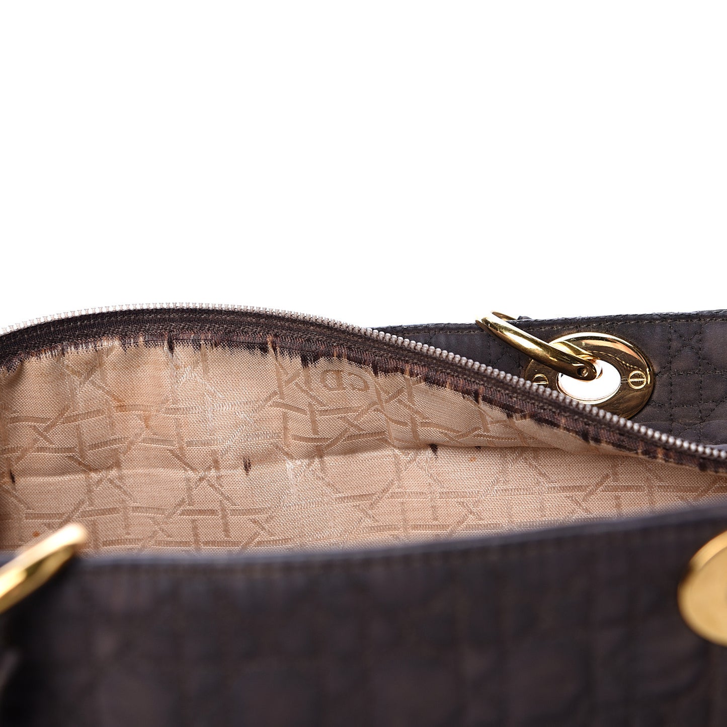 Nylon Cannage Large Lady Dior Tote Brown