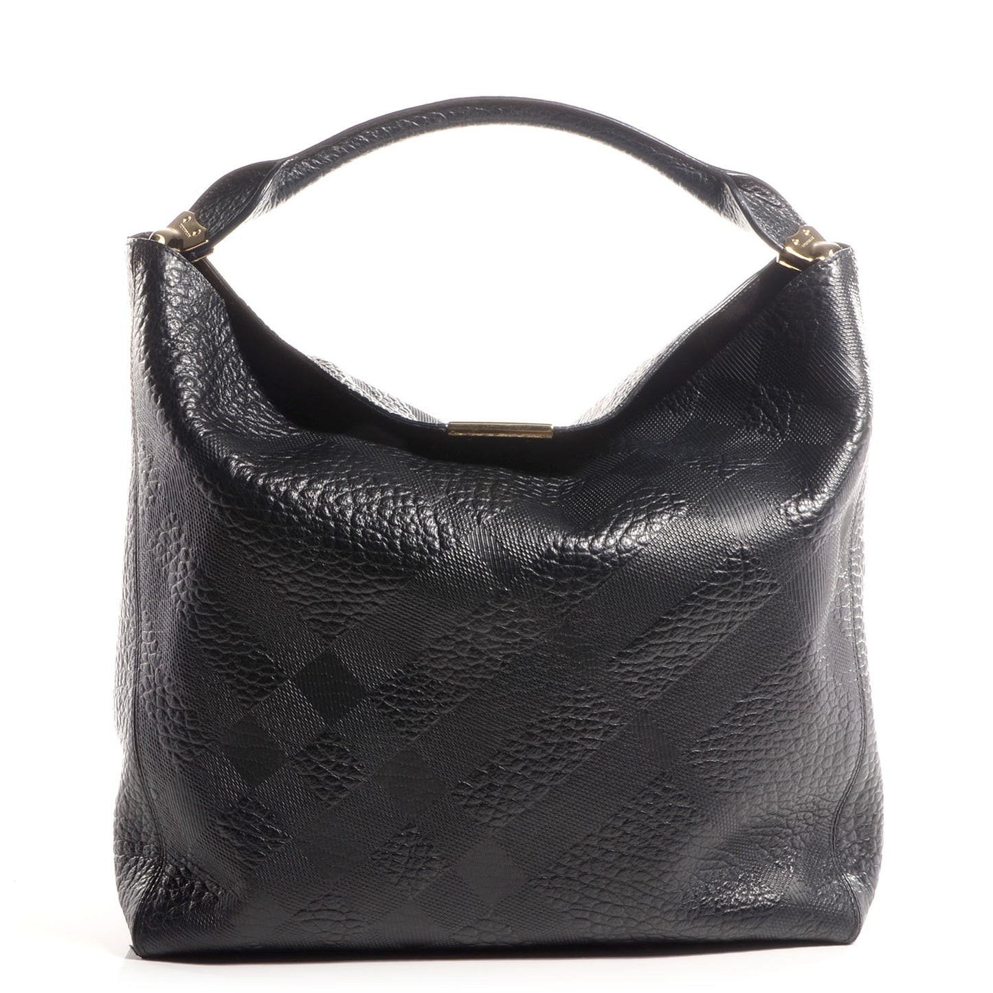 Heritage Grain Check Embossed Medium Lindburn Hobo Black