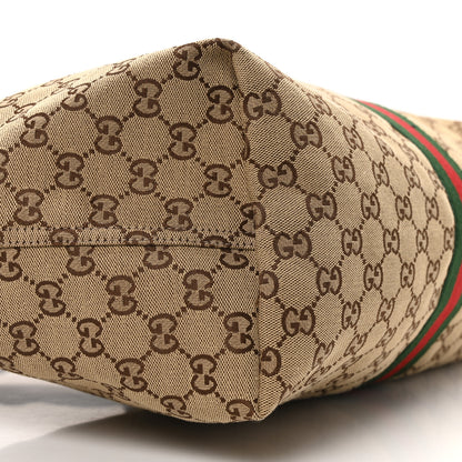Gucci GG Monogram Web Large Giglio Tote Beige Brown 9 of 10