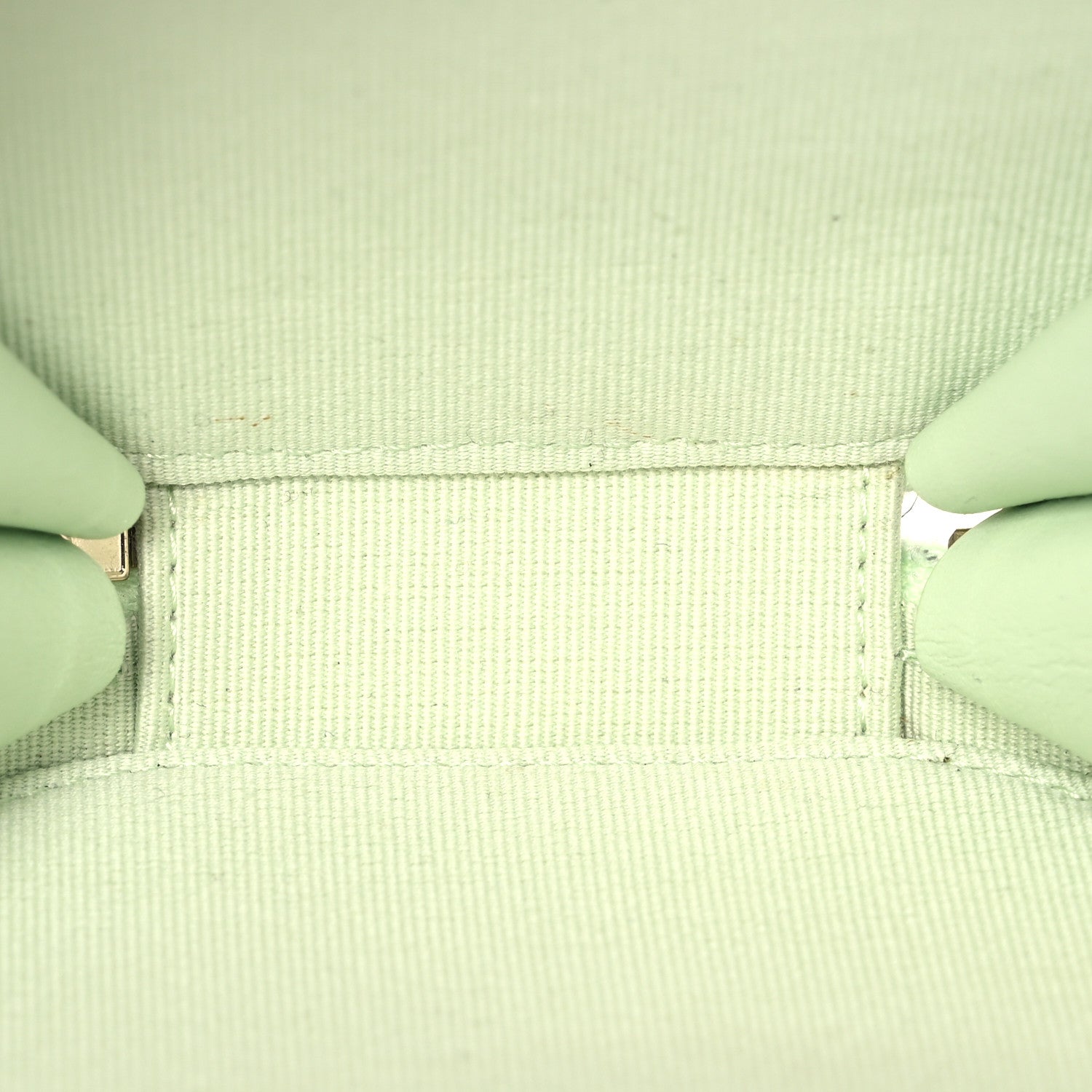 Chanel Caviar Quilted Round Handle With Care Vanity With Chain Light Green 6 of 12