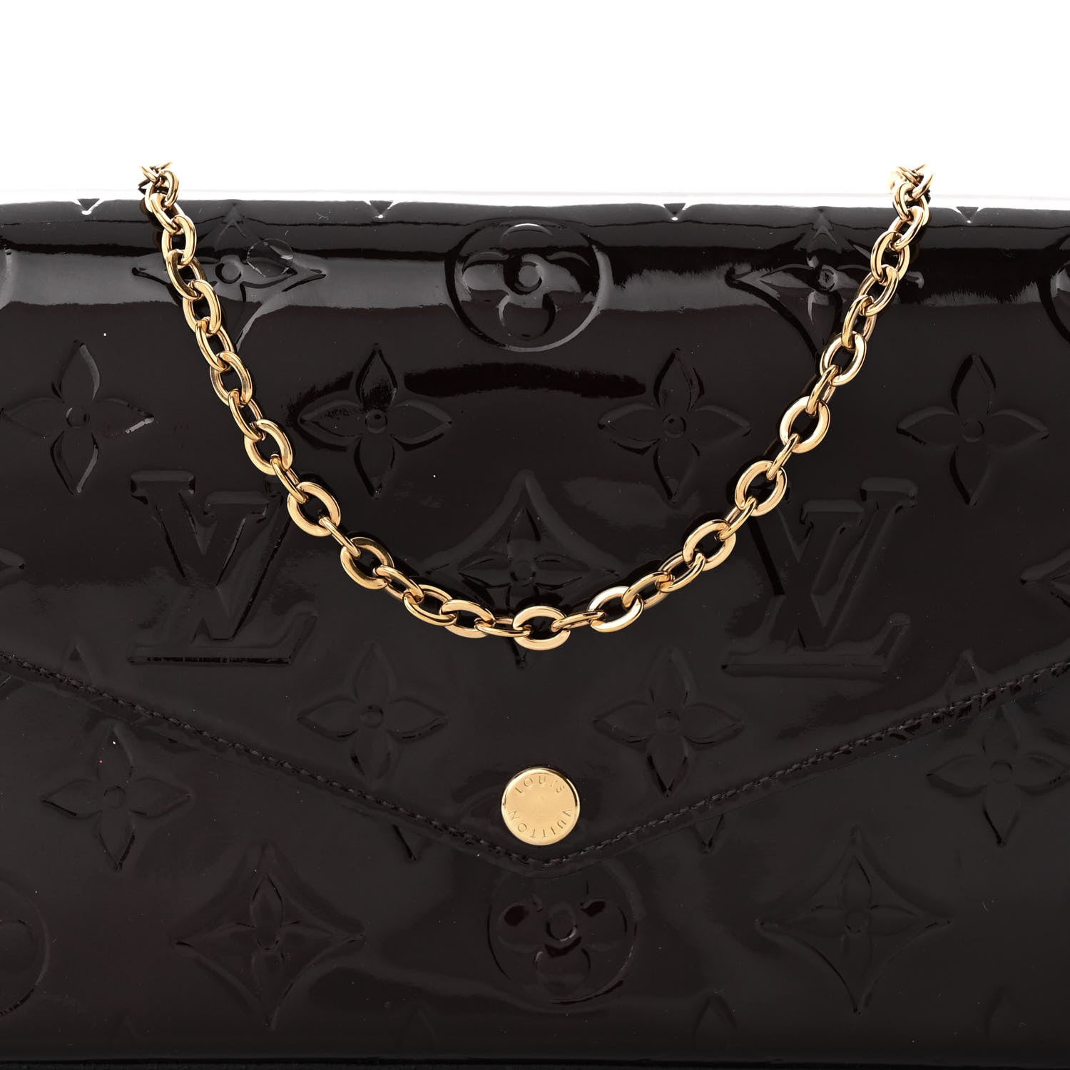Louis Vuitton Vernis Pochette Felicie Chain Wallet Amarante 8 of 10