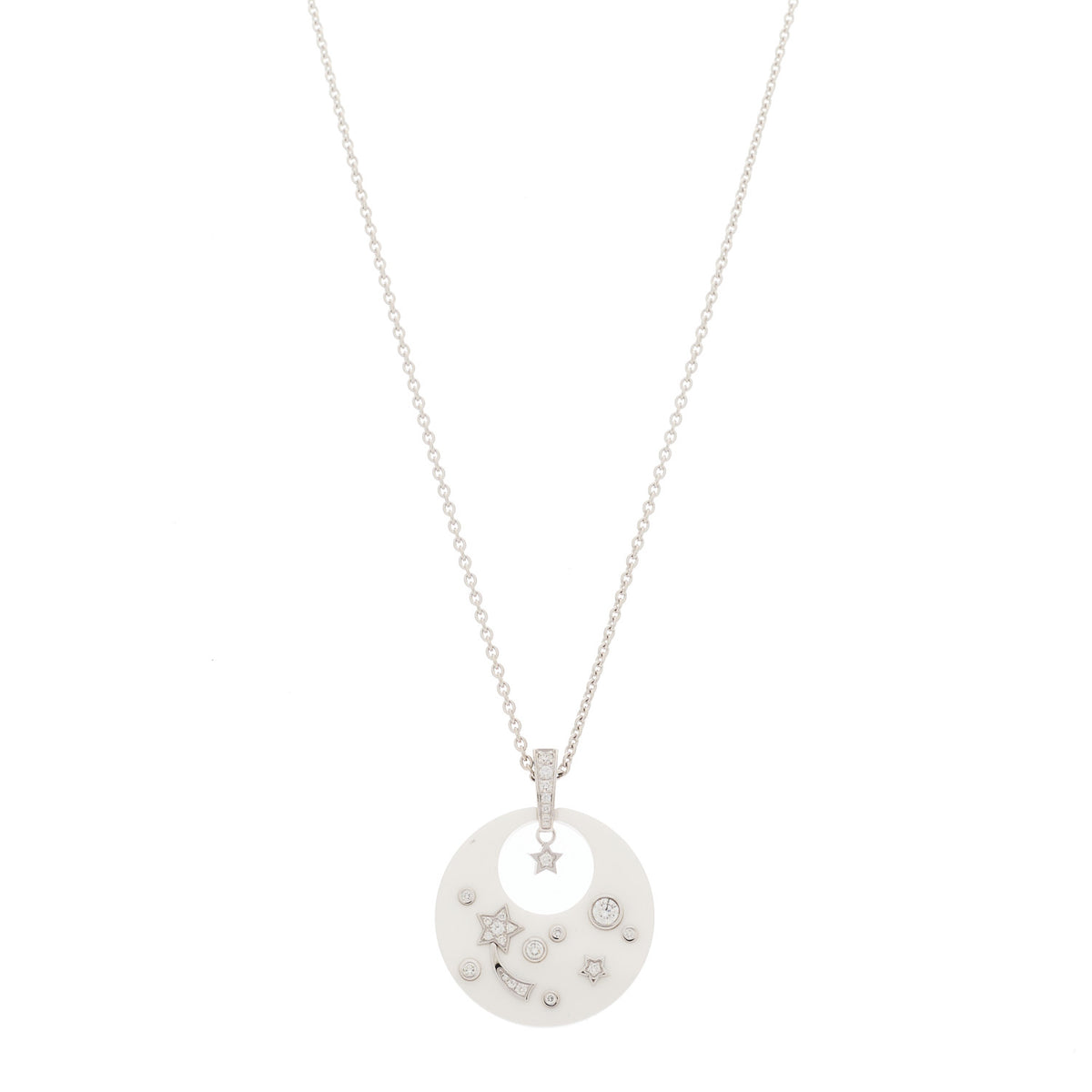 18K White Gold Diamond Ceramic Ultra Pendant Necklace White
