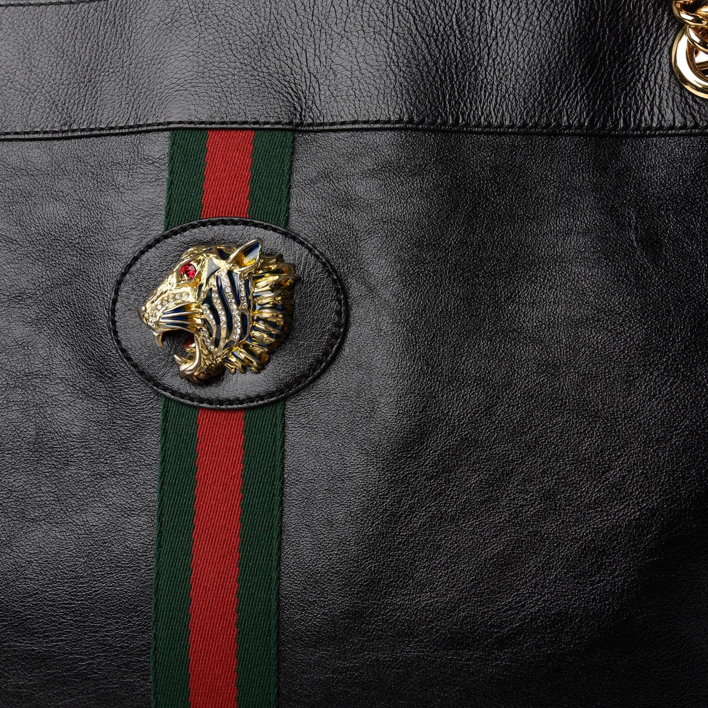 Calfskin Large Rajah Chain Tote Black