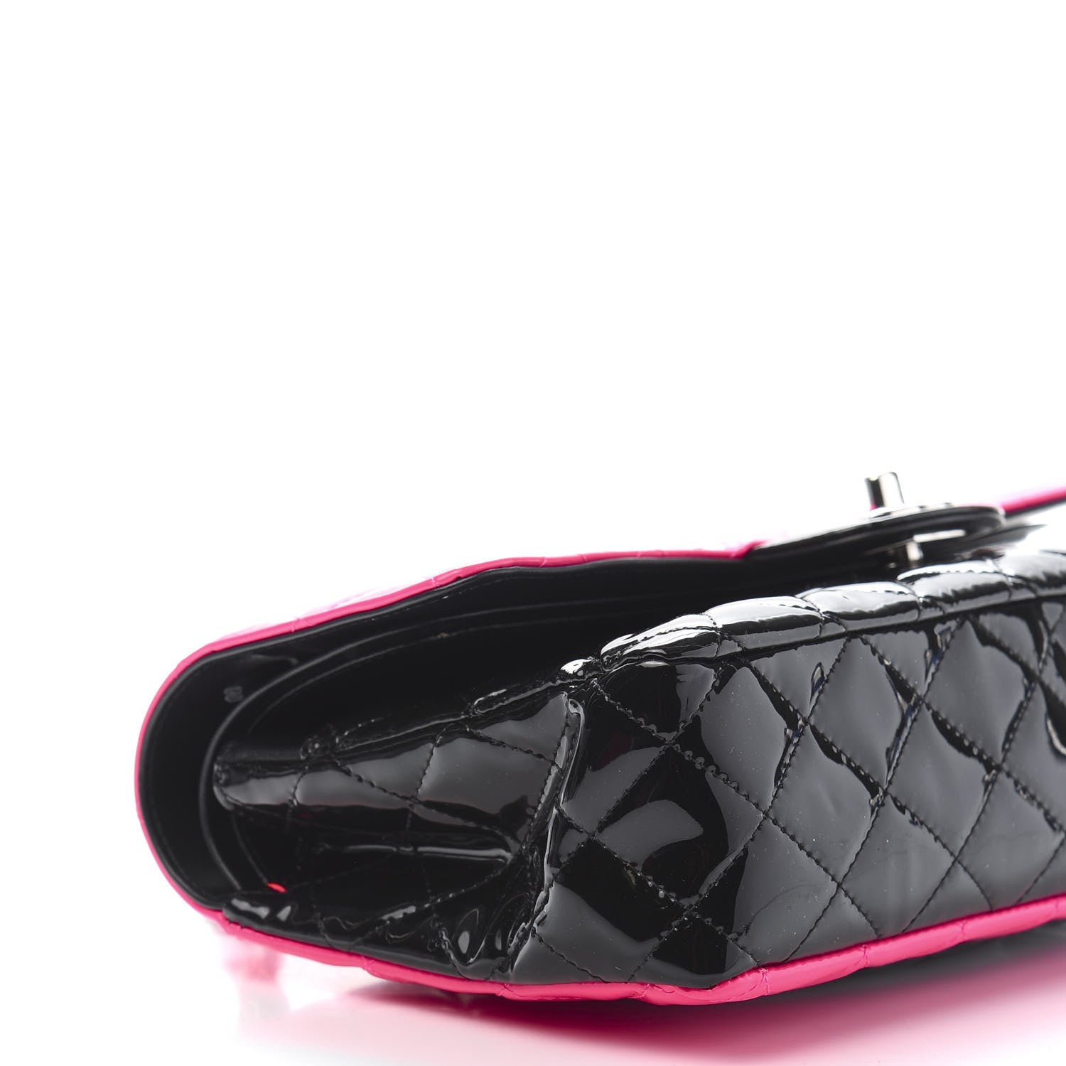 Chanel Patent Calfskin Quilted Bi-Color Medium Double Flap Pink Black 10 of 12