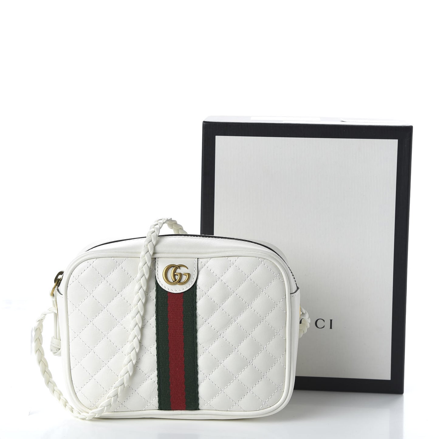 Calfskin Web Trapuntata Mini Shoulder Bag Off White