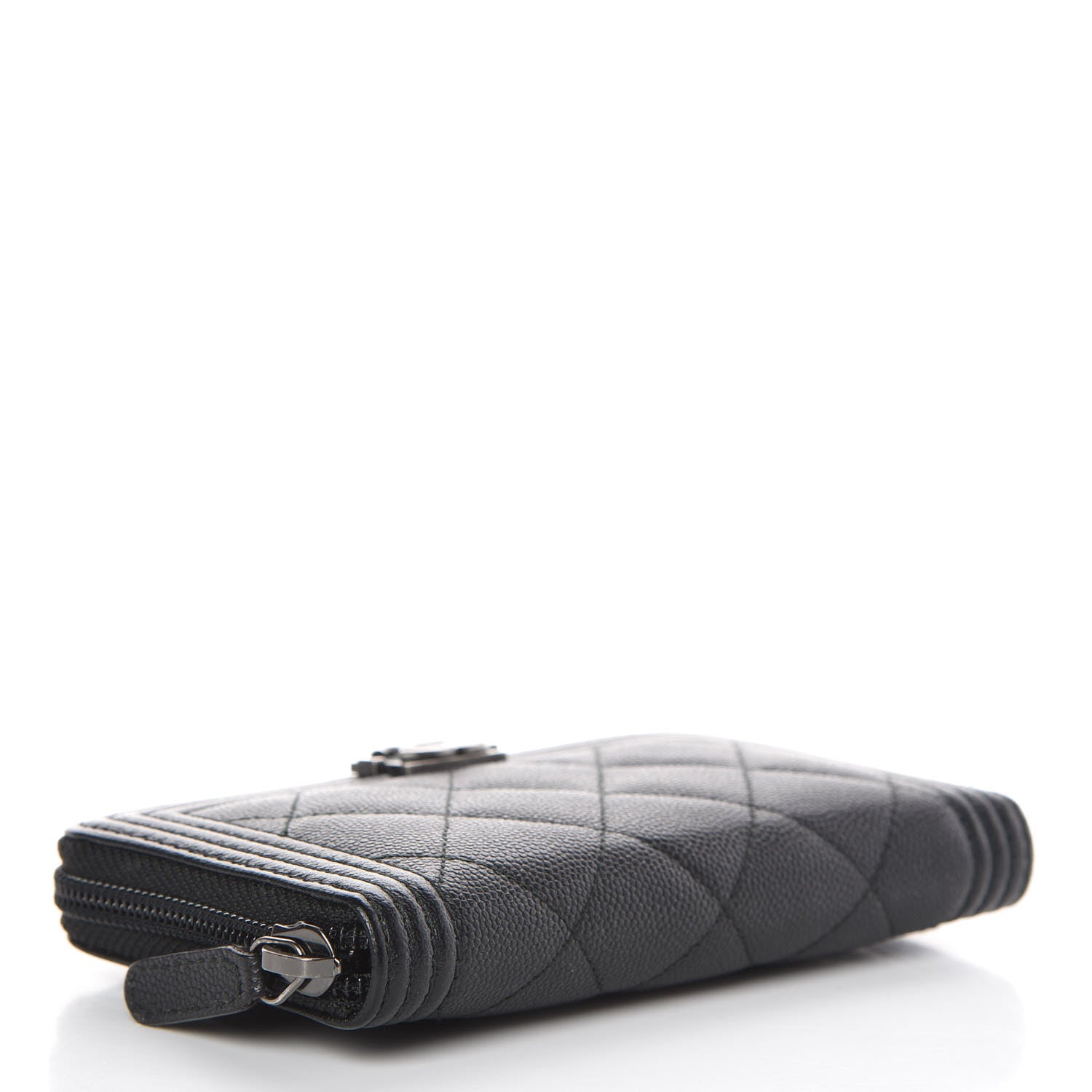 Chanel Caviar Quilted Small Boy Zip Around Wallet Black 4 of 9