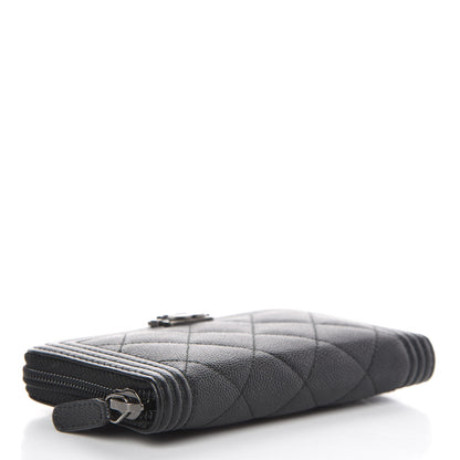 Chanel Caviar Quilted Small Boy Zip Around Wallet Black 4 of 9