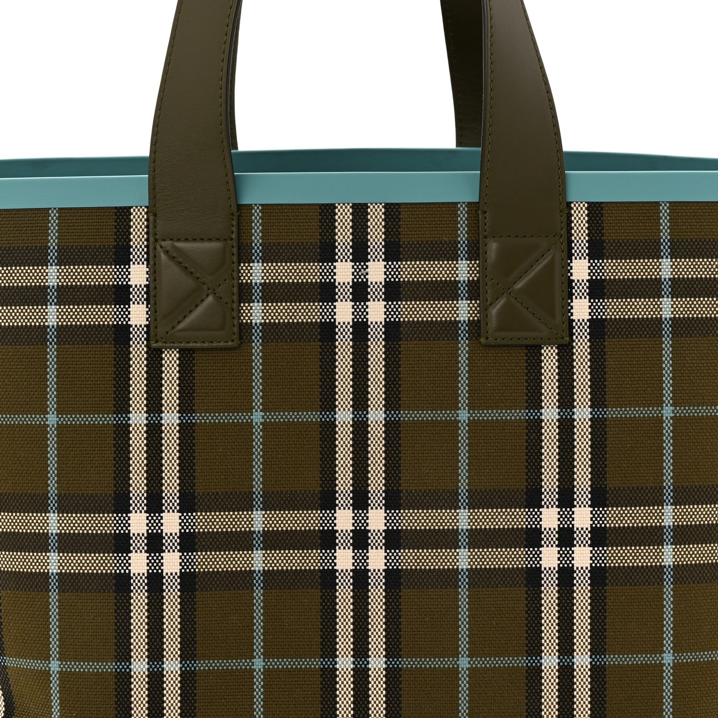 Cotton Check Small London Tote Bag Olive Green