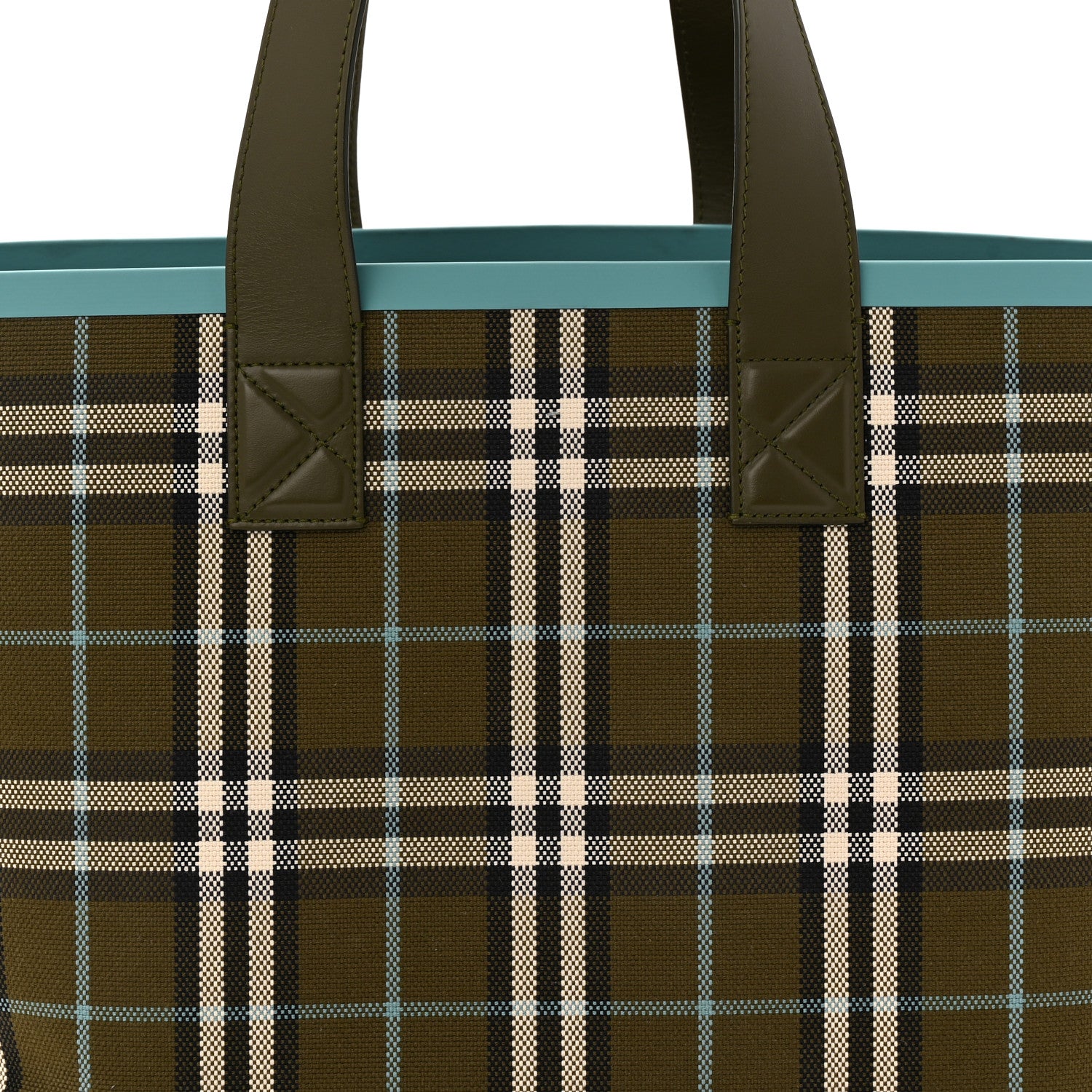Burberry Cotton Check Small London Tote Bag Olive Green 8 of 10
