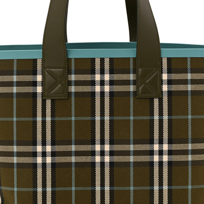 Burberry Cotton Check Small London Tote Bag Olive Green 8 of 10