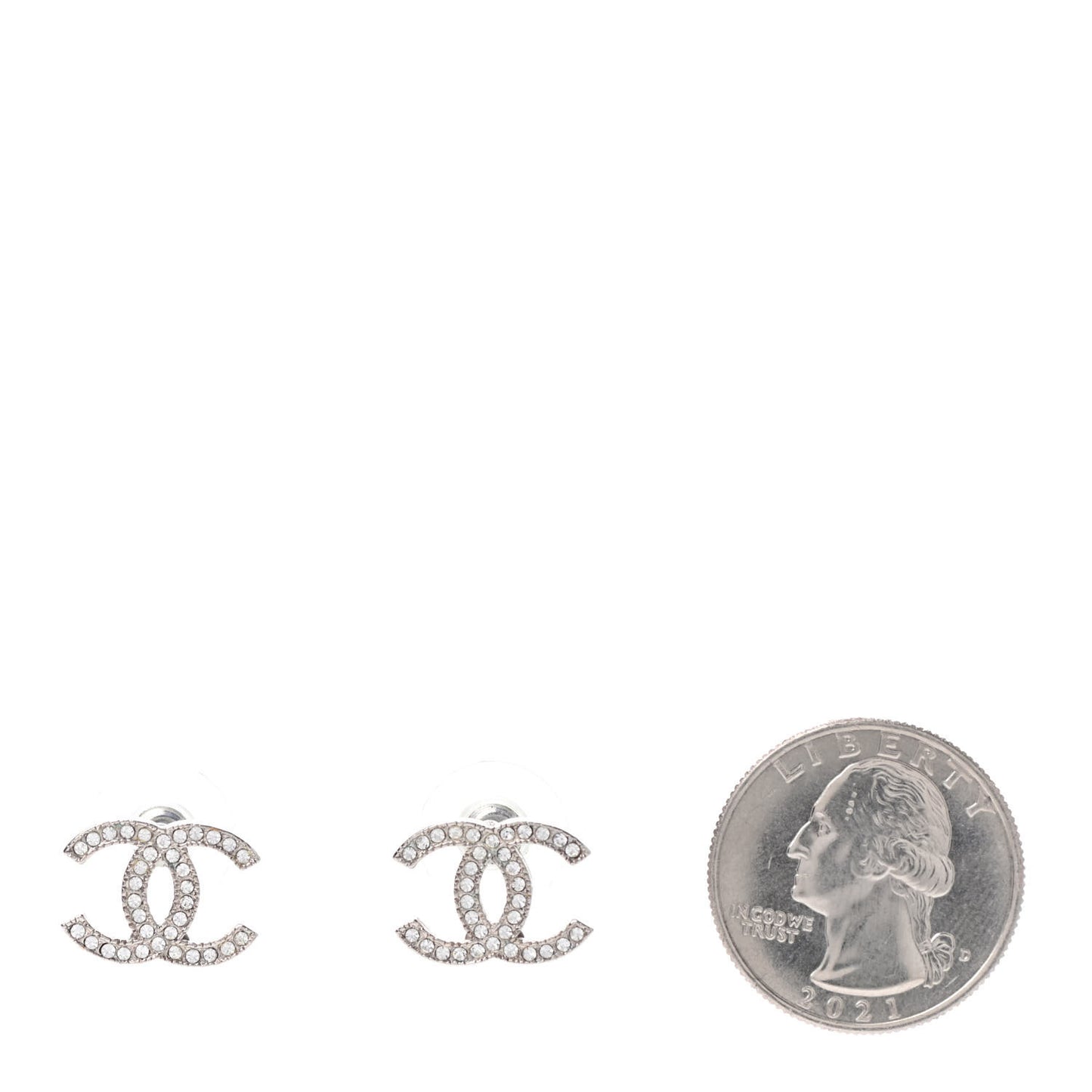 Crystal CC Earrings Silver