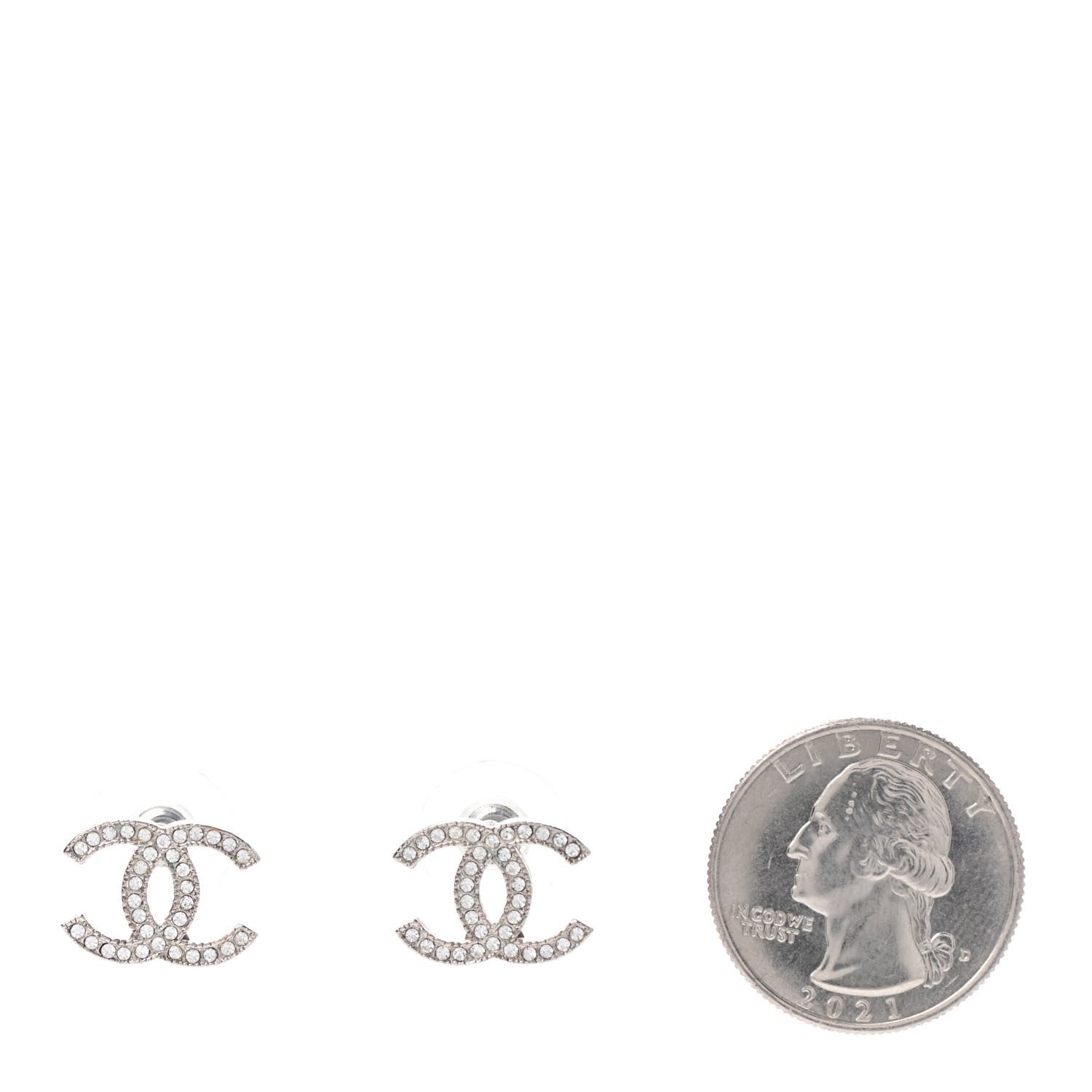 Chanel Crystal CC Earrings Silver 2 of 4