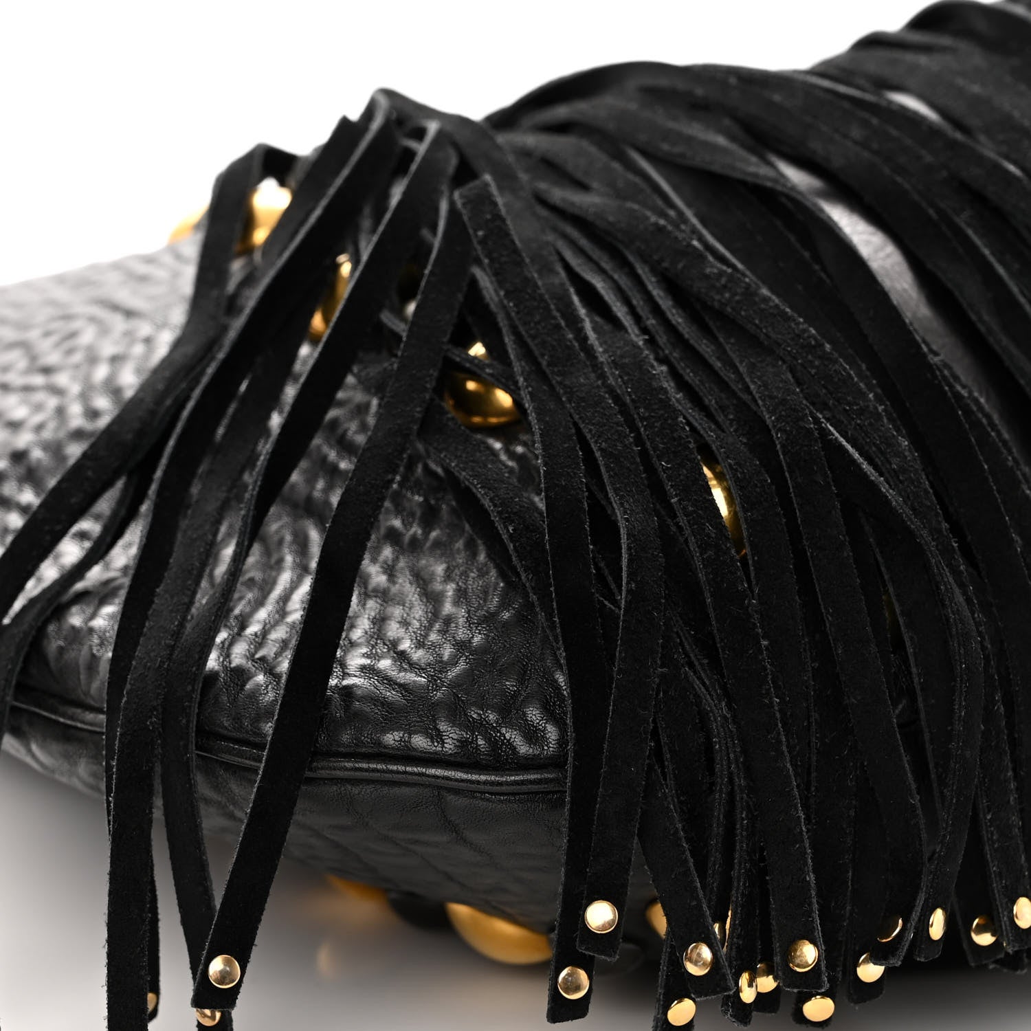 Gucci Calfskin Suede Fringe Babouska Hobo Black 8 of 15