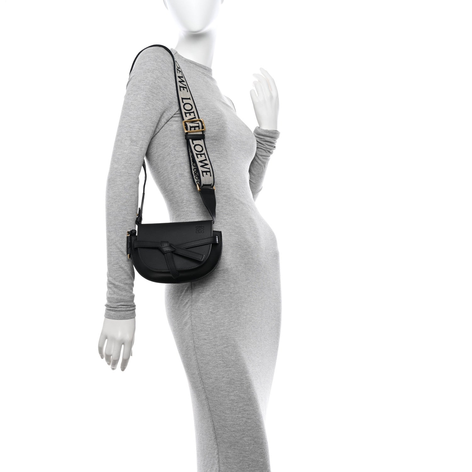 Loewe Calfskin Jacquard Mini Gate Dual Bag Black 2 of 10